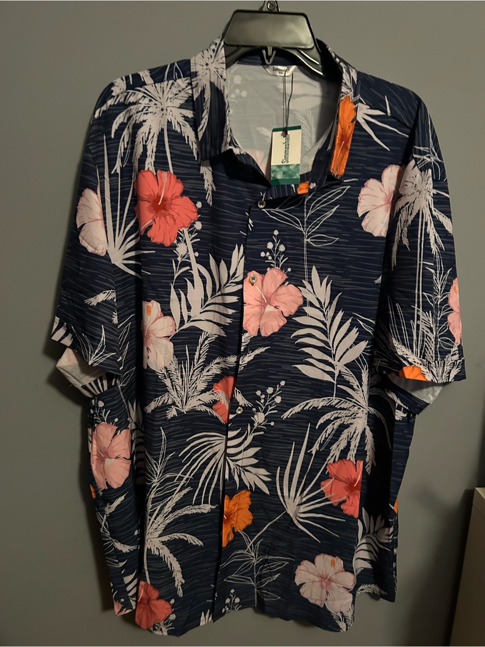 Men's Navy Floral Short-Sleeve Shirt - Tropical Print